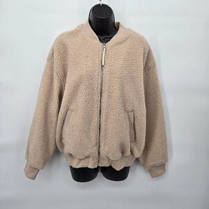 Avec Les Filles Teddy Jacket Size Large Cream Soft Warm NWOT